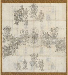 Ikonográfiai vázlat (Zuzō) a Jótékony Királyok Szútra Mandala számára alkotó: Unknown artist