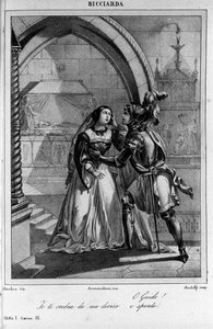 Illusztráció Ugo Foscolo (1778-1827) olasz költő és drámaíró „Ricciarda” I. felvonásának 3. jelenetéhez, XIX. alkotó: Unknown artist