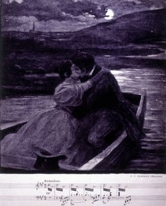 Johann Strauss (1825-1899) osztrák karmester és zeneszerző illusztrációja a Beau Danube Bleu-hoz. alkotó: Unknown artist