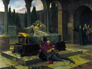 Illusztráció Piotr vagy Pjotr Iljics Csajkovszkij (vagy Csajkovszkij vagy Cajkovszkij vagy Csajkovszkij) „Rómeó és Júlia” című balettjének utolsó jelenetéről alkotó: Unknown artist