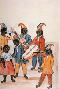 Indiai tánc, a "Trujillo del Peru" vagy "Códice Martínez Compañón" című könyvből, Baltazar Martinez Compañón y Bujanda, Trujillo püspöke (1782-1785) alkotó: Unknown artist