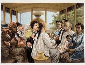 Indonézek és nyugat egy indonéz buszon - "" Berkentstein kamarás burkolata Holland Kelet-Indiában""" MTH Perelaer - Leiden - AW Sijjhoff rajzai JC Rappard - Batavia "" dans un transport""" az első este a parton alkotó: Unknown artist