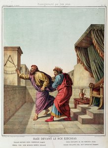 Ésaiás Ezékiás király előtt a „Szent történelemben”, szerk. Hachette alkotó: Unknown artist