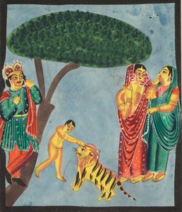 Jatayu (Rama mitikus madara) akadályozza Ravana szekerét, megpróbálja megakadályozni Sita elrablását (verso) alkotó: Unknown artist