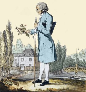 Jean-Jacques Rousseau (1712-78) Gyógynövények gyűjtése Ermenonville-ben, 1778. június – Jean Jacques Rousseau (1712-1778) filozófus ábrázolása, aki Ermenonville-ben virágot szed. alkotó: Unknown artist