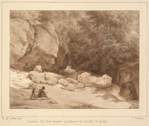 A Cascade de Grésy-t alkotó két folyam találkozása alkotó: Unknown artist