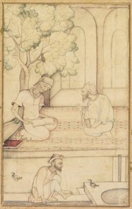 Kabir és két követője a teraszon (recto) alkotó: Unknown artist