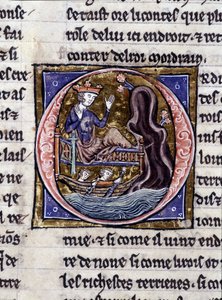 Modreius király. Kézirat: Szent Gréal meghódítása, 717 évvel urunk szenvedélye után. Bibliotheque Municipale de Rennes, ms. 255 (A Kerekasztal regénygyűjteménye); Párizs alkotó: Unknown artist