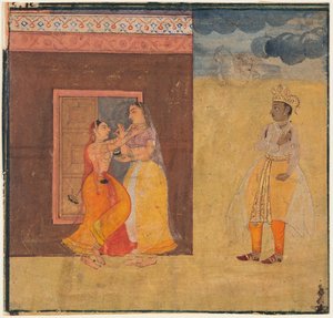 Krishna Abhisarika Naika, A Rasikapriya kéziratból alkotó: Unknown artist