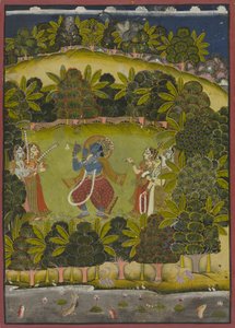Krishna fuvolázik a Gopiknak alkotó: Unknown artist