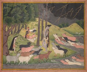 Krisna megidézi a teheneket alkotó: Unknown artist