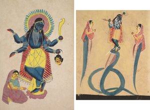 Krsna mint Kali, akit Radha (recta) imádott; Krishna elfojtja az átható Káliát (Verso) alkotó: Unknown artist