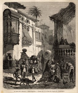 La casa de la Merced (ma Mercy Street) Saint Augustine-ban, az Egyesült Államok (Egyesült Államok) legrégebbi városában, amelyet a spanyolok alapítottak 1565-ben; a város főutcája, kicsi és népes, különféle állatokkal és különféle amerikai t alkotó: Unknown artist