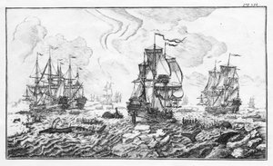 La chasse à la caleine – metszet a „Klasszikus beszámoló a sarkvidéki bálnavadászatról” Cornelis Zorgdragertől alkotó: Unknown artist