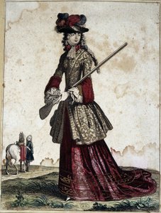 Hölgy a vadászatban - metszet alkotó: Unknown artist