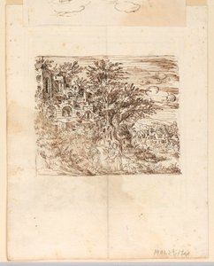 Tájkép; verso: Groteszk dizájn alkotó: Unknown artist