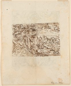 Tájkép; verso: Groteszk dizájn alkotó: Unknown artist
