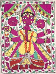Nagy, többkarú figura kifelé néz alkotó: Unknown artist