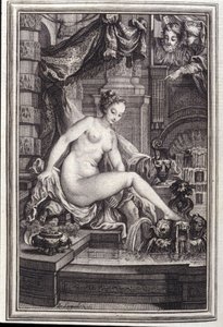 Candaules király és a mester a jobb oldalon – Jean La Fontaine „Mesék és novellák versben” című művében. 1762. alkotó: Unknown artist