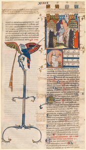 Gratianus "Decretum"-ból kivágott levél: C kezdőbetűje [egy bizonyos templom anonicija] ülő klerikussal alkotó: Unknown artist