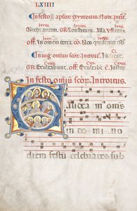 Fokozatos levél: Initial (G) Krisztussal, a Szűzzel és az apostolokkal alkotó: Unknown artist