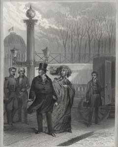 Louis Philippe és családja a Tuileries-palota előtt – I. Lajos Fülöp lemondatása, 1848. február 24. és a Második Köztársaság létrehozása – 1848. februári forradalom. alkotó: Unknown artist