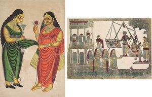 Cseléd Hookah-t hoz egy hölgynek (recto); Krisna az értékes tárgyakkal szemben (?) (verso) alkotó: Unknown artist