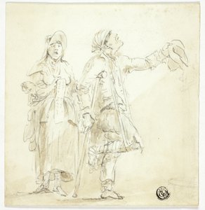 Mankós férfi könyörög, nővel énekel, és a babát tartja alkotó: Unknown artist