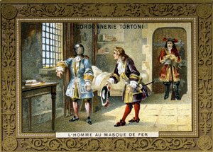 Férfi vasmaszkos zárral a Szent Margarita börtönben - Tortoni cipész kromója alkotó: Unknown artist
