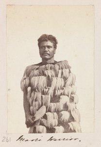Maori harcos, 1876 körül (fekete-fehér fotó) alkotó: Unknown artist