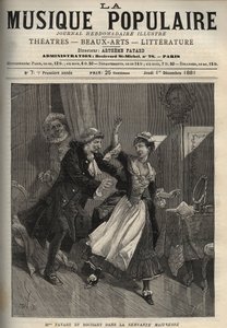 Marie Justine Benoite Duronceray, Madame Favart, és Rochart (Rochard) Pergolese (Giovanni Battista Pergolesi) „Servante Maitresse” (Serva padrona) című művében – metszet a „popular Music”” jeles hetilapba – 1882 alkotó: Unknown artist