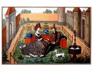Maulgis és a gyönyörű Oriande (udvarias szerelmi jelenet), középkor alkotó: Unknown artist