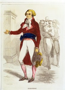 Maximilien Robespierre, Kézi színes metszet (kézi színes metszet) alkotó: Unknown artist