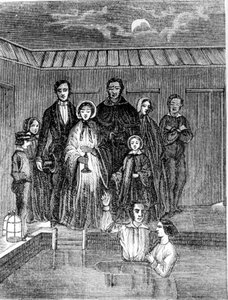Mormon keresztség. 19. századi metszet. alkotó: Unknown artist