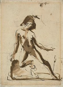 Mitológiai alak: (recto); alakok vázlatai (verso) alkotó: Unknown artist