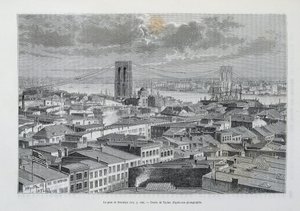 A New York-i és a Brooklyn-híd építése folyamatban – a „The World Tour” című részben, 2. szem. 1881 alkotó: Unknown artist