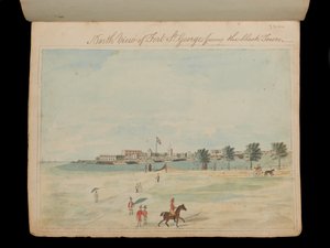 St. George erőd északi nézete a fekete város felé, 1800 körül (akvarell) alkotó: Unknown artist