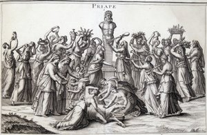 A nők ajánlatai Priape (Priapos) istennek, a fekonditák ázsiai istenének, aki Görögországba érkezett. Lampsaque istentiszteletének helyszíne. alkotó: Unknown artist