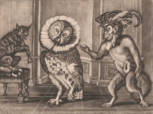 Bagoly, majom és macska a Mezzotintoes-ból, Smith, Vol. III alkotó: Unknown artist