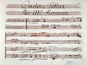 A Castor et Pollux, Rameau lírai tragédiájának (1737) kottájának oldala alkotó: Unknown artist