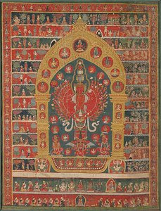 Az esőisten Avalokiteshvara megtestesülésének festett transzparense (Thangka) Rato Matsyendranatha Matsyendranatha alkotó: Unknown artist
