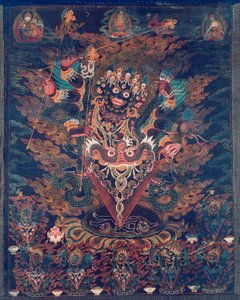 Festett zászló (Thangka) Guru Dragpurral, Padmaszambhava haragos alakjával. alkotó: Unknown artist