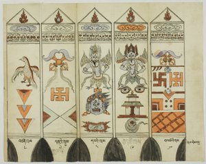 Tíz darabos nyomtatott rituális karó készlet része (Khram Shing) alkotó: Unknown artist