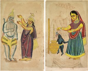 Parvati Placing a Wedding Garland on Shiva (recto); Yasoda Churning Butter (verso)   1310383   hu       hungarian Successfully Translated  Original: Interior in Strandgade, Sunlight on the Floor Translat: Interior in Strandgade, Sunlight on the Floor 12685 alkotó: Unknown artist