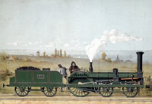 A strasbourgi vasút személymozdony és szénkocsija (Crampton rendszer) alkotó: Unknown artist
