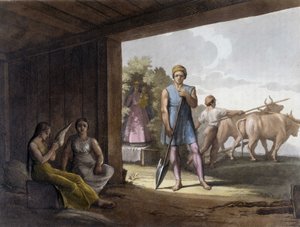 A jezsuiták paternalista gyarmatosítása a tupi guaranis indiánok know-how-jának felhasználásával Paraguayban. alkotó: Unknown artist