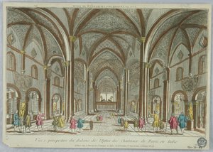 Peep-show, perspektivikus kilátás az olaszországi Pavia karthauzi templom belsejéből alkotó: Unknown artist