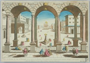 Peep-show, Perspektivikus nézet a Diadalívről, Ahol a dühös tiltás történt Antonius, Octavianus és Lepidus triumvirátusa alatt Rómában, 45. sz. alkotó: Unknown artist