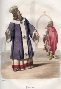 I. Fótiosz (Photius, Fotios) (810-893), konstantinápolyi pátriárka, aki III. Mihály császár 867-ben történt meggyilkolása után kiutasította I. Macedón Bazil bizánci császárt (813-886) az egyházból. alkotó: Unknown artist