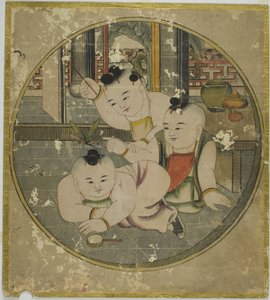 Kép a sáska és három gyermek 蟷螂三童図 (Tourou sandou zu) alkotó: Unknown artist